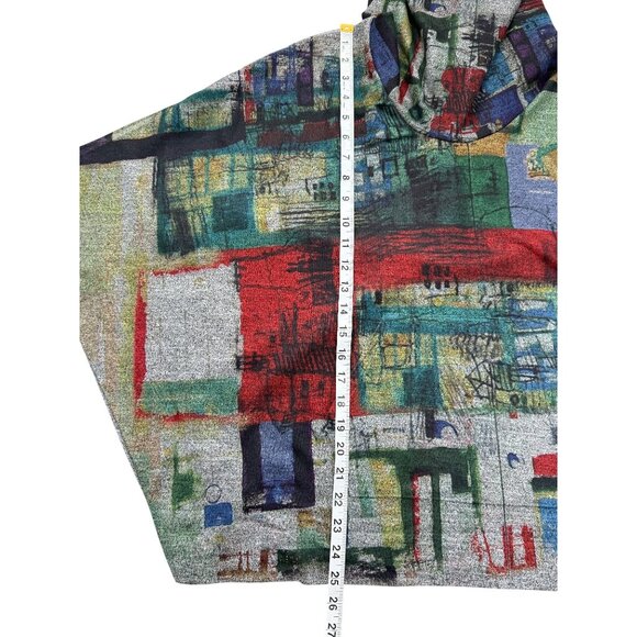 Inoah Abstract Poncho Top With Cowl Neckline Art to Wear Womens Size XS - Picture 8 of 8